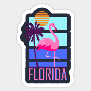 Florida Flamingo Retro Sticker